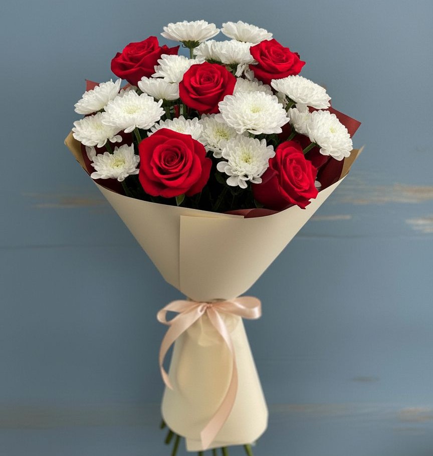 Букет цветов из: Розы и Хризантемы в Каменоломни