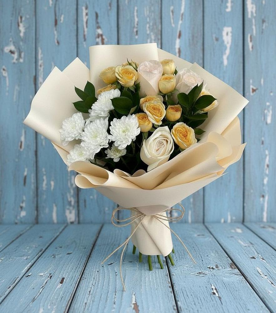 Букет цветов из: Розы и Хризантемы в Каменоломни