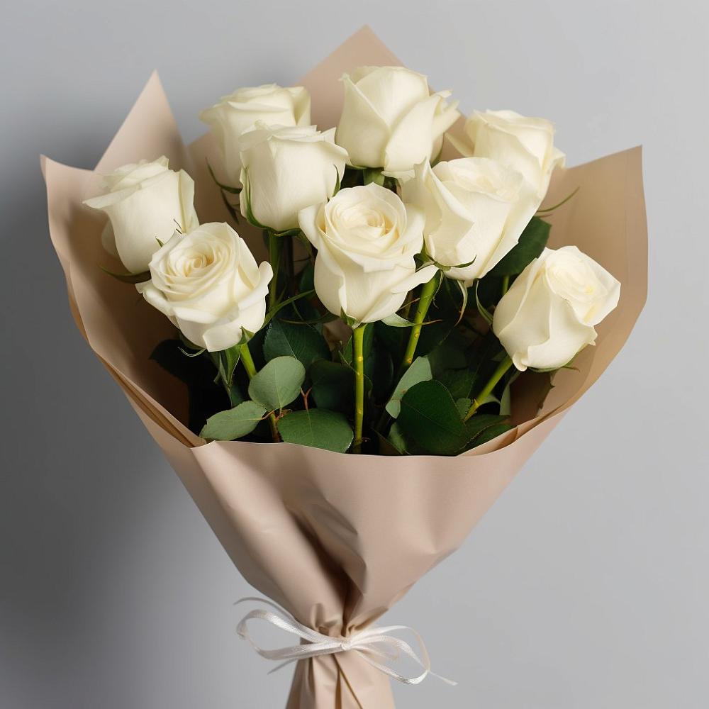 Букет 9 Белых роз Эдлесс Лав в Каменоломни