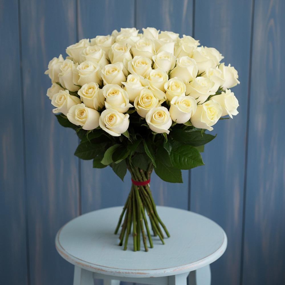 Букет 51 Белая роза Эдлесс Лав в Каменоломни