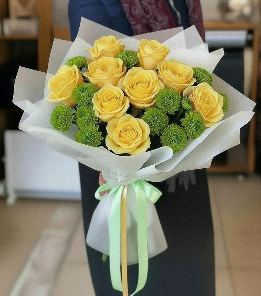 Букет цветов из: Хризантемы и Розы в Каменоломни