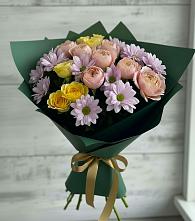 Букет цветов из:  Хризантемы и Розы в Каменоломни