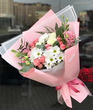Букет цветов из:  Розы, Лизиантусы и Хризантемы в Каменоломни