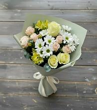 Букет цветов из:  Альстромерии, Розы и Хризантемы в Каменоломни